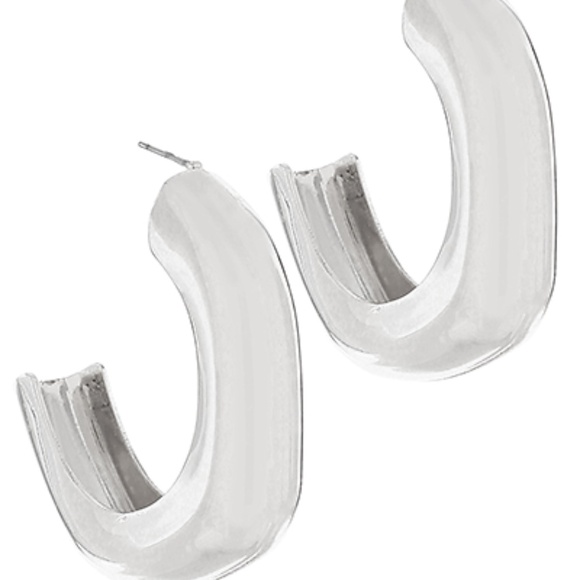 Irregular-shaped open hoop earrings - Picture 2 of 2